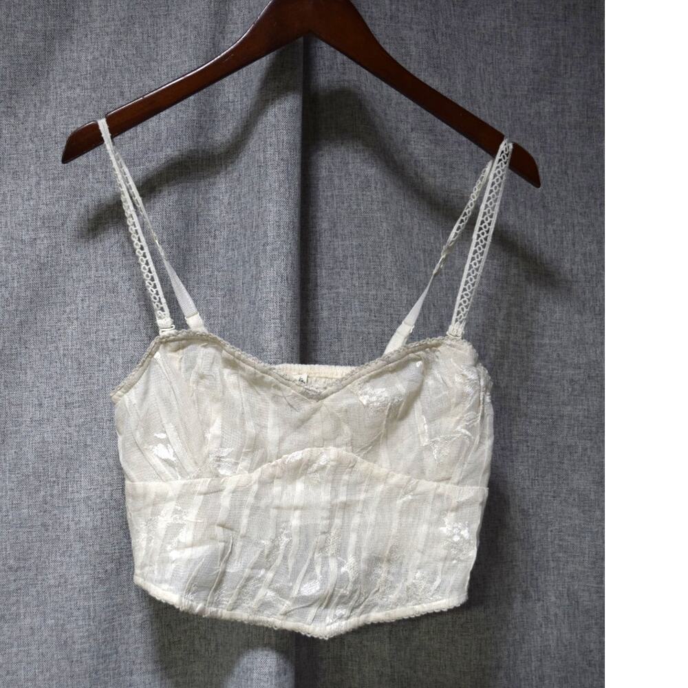 Free People Intimately Ivory Lace Corset Bralette Crop Top M